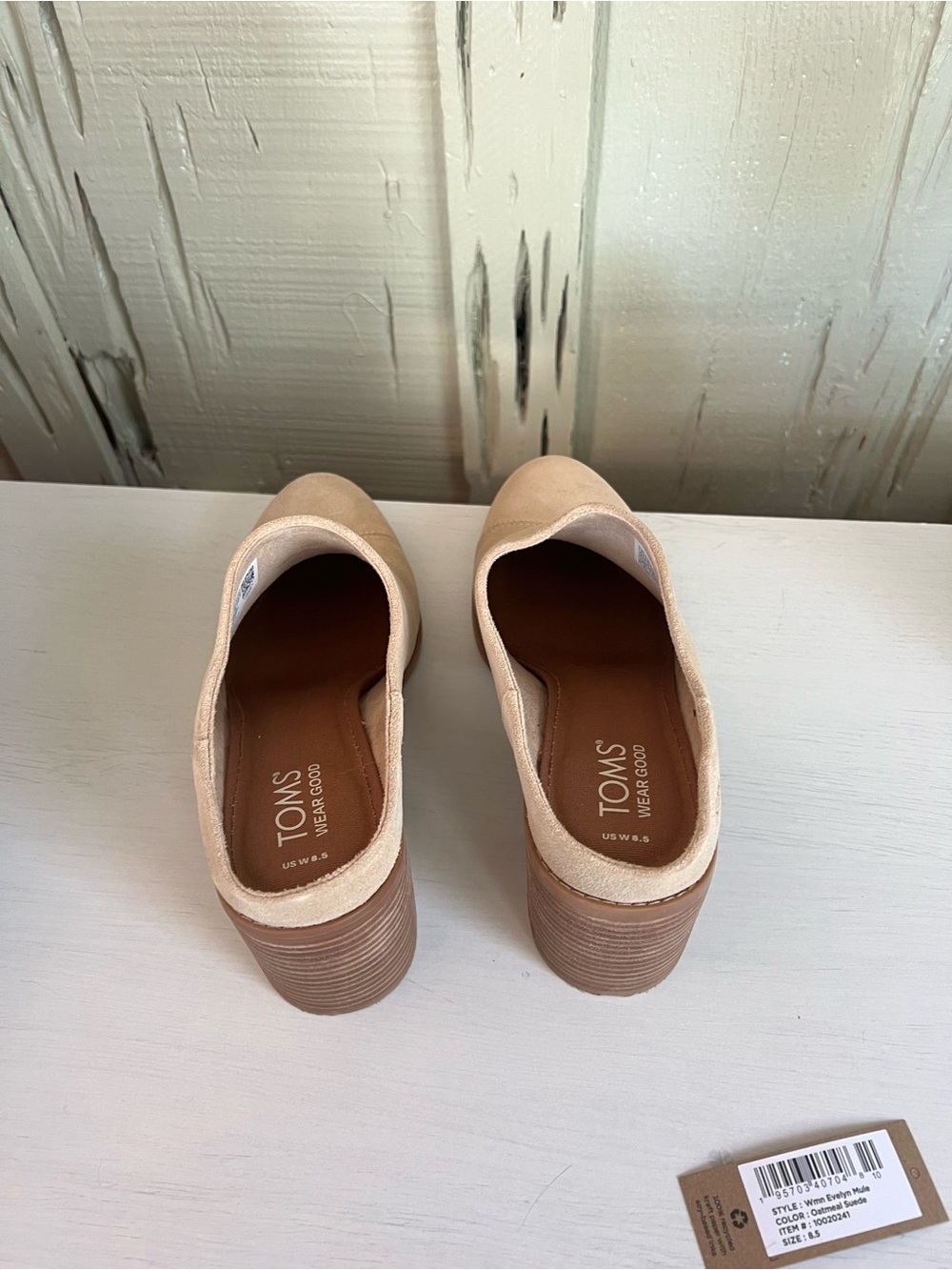 TOMS Beige Suede Evelyn Mule Slides - Picture 4 of 6